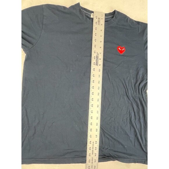 PLAY COMME des GARCONS Womens Short Sleeve T-Shirt 3XL Blue Red Heart Patch - Picture 6 of 6